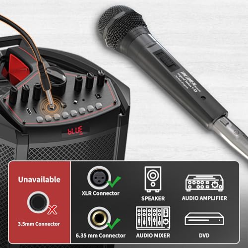 talomen Wired Microphone for Singing, Metal Female, ON/Off Switch, Professional Vocal Dynamic Mic with 20ft & 6.5ft XLR Audio Cable, Cardioid Studio Microfono for Podcasting and Recording, Black-L52