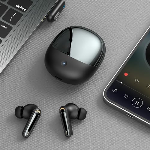 Wireless Gaming Earbuds, Low Latency 2.4GHz Bluetooth 5.4 Dual Mode with ENC Microphone and USB C Dongle, for PC VR Gaming Phone Tablet Laptop (Black) - color: Black