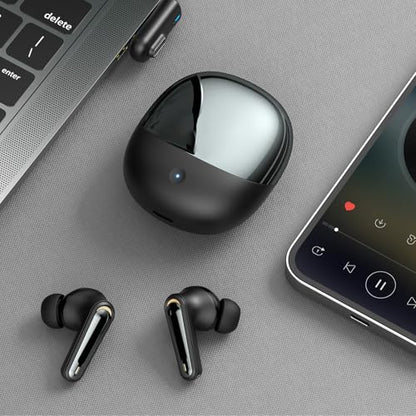 Wireless Gaming Earbuds, Low Latency 2.4GHz Bluetooth 5.4 Dual Mode with ENC Microphone and USB C Dongle, for PC VR Gaming Phone Tablet Laptop (Black) - color: Black