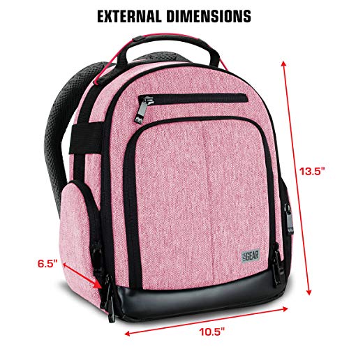 USA Gear VR Headset Backpack Travel Case Fits Meta Quest 3S, 3, 2, Controllers and Accessories - Virtual Reality Gaming Bag with Customizable Interior Dividers, Padded Backpack Straps (Red) - color: Red