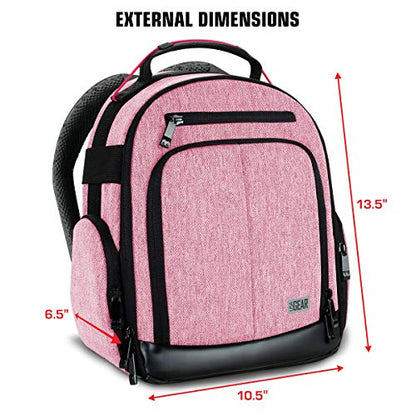 USA Gear VR Headset Backpack Travel Case Fits Meta Quest 3S, 3, 2, Controllers and Accessories - Virtual Reality Gaming Bag with Customizable Interior Dividers, Padded Backpack Straps (Red) - color: Red
