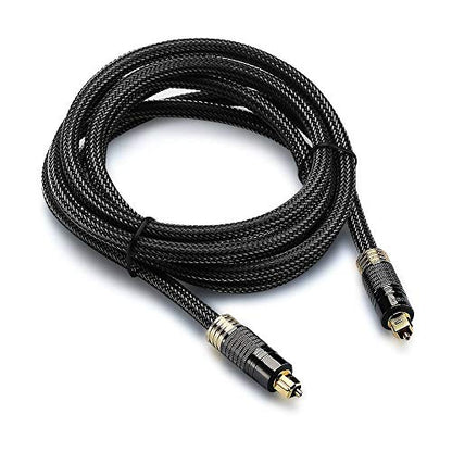 FosPower 24K Gold Plated Toslink Digital Fiber Optical Audio Cable (S/PDIF) - [Zero RFI & EMI Interference] Metal Connectors & Ultra Durable Nylon Braided Jacket (3ft) - size: 3FT