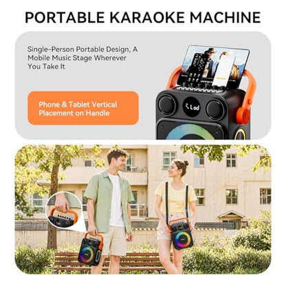 SANSUI D70 Karaoke Machine, Portable Bluetooth 5.1 Speaker with 2 Wireless Mics, PA System with Pitch Correction & Echo for Adults & Kids, Supports TWS/TF/USB/AUX/Live Home Party - size: D70-2 Mic