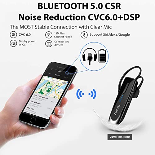 Bluetooth 5.3 Headset Compatible with Samsung Galaxy S21+ Wireless Earpiece, IPX5 Waterproof, Dual Microphones, Noise Reduction, 60 Days Standby + 22Hrs HD Talk Time! - color: Black