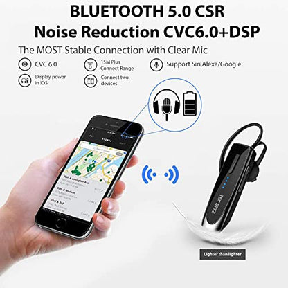 Bluetooth 5.3 Headset Compatible with Samsung Galaxy S21+ Wireless Earpiece, IPX5 Waterproof, Dual Microphones, Noise Reduction, 60 Days Standby + 22Hrs HD Talk Time! - color: Black