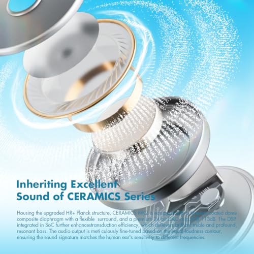 ROSESELSA Ceramics MK2 True Wireless Earbuds, Up to 40dB Noise Cancellation | Bluetooth 6.0, Hi-Res LDAC, IPX4 Sweat Resistant, 45H Playtime, HD Mics, Game Mode, Multipoint Connection, Night