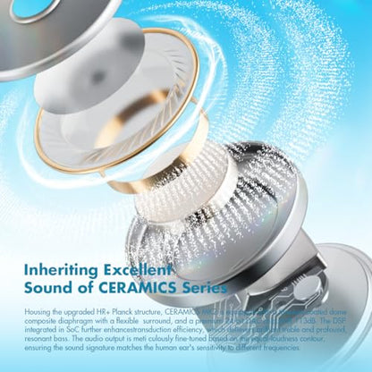 ROSESELSA Ceramics MK2 True Wireless Earbuds, Up to 40dB Noise Cancellation | Bluetooth 6.0, Hi-Res LDAC, IPX4 Sweat Resistant, 45H Playtime, HD Mics, Game Mode, Multipoint Connection, Night