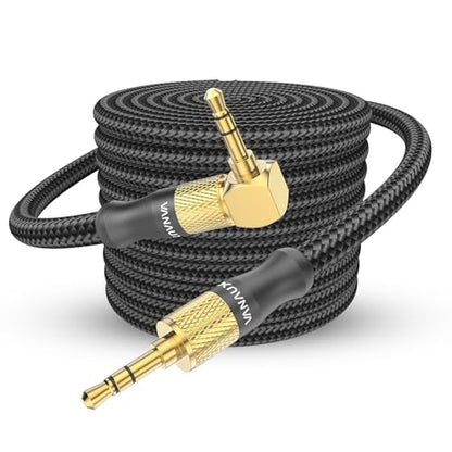 VANAUX Aux Cable for Car, 90 Degree Right Angle Auxiliary Cable Stereo Aux Jack to Jack Cord Compatible for Mp3 Player, Car Stereos, Smartphone, Speakers, Headphone and More(25ft/8m) - size: 26 ft