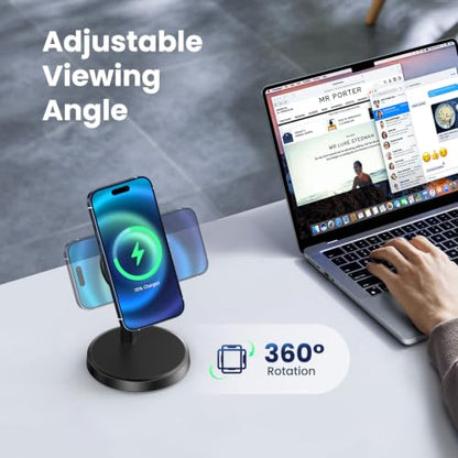 Magnetic Wireless Charger, 2-Pack 25W Fast Mag-Safe Stand for iPhone 17-16 | Fast Magnetic Wireless Charging Station for iPhone 17/17 Air/17 Pro/17 Pro Max, 16 Pro Max Series and AirPods - color: Black&White