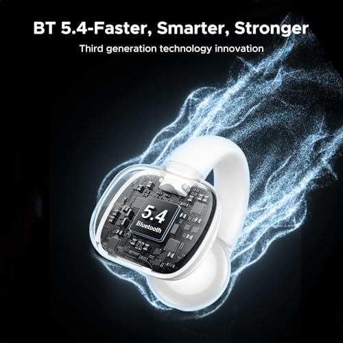 UGREEN HiTune S3 Open Ear Earbuds, Bluetooth 5.4, Clip on Earbuds, White | Lightweight, Comfort, Wireless Headphones ENC Clear Calls, 30H Playtime, IPX5 Waterproof, for Driving Running Workout Cycling - color: White