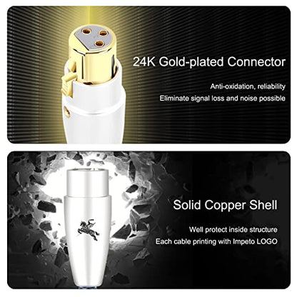Balanced XLR Cable 2-Pack, Male to Female, 3-Pin, 6.5ft/2M, 24k Gold Plated - color: XLR Cables, size: 6.5FT/2m