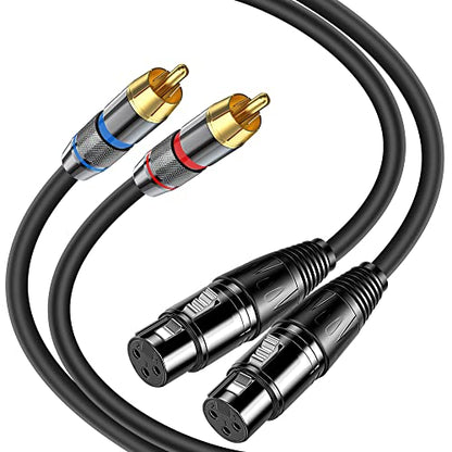 Tiierzon XLR to RCA Cable - 10Ft, Heavy Duty Dual XLR Female to Dual RCA HiFi Stereo Audio Connection Microphone Interconnect - size: 10Ft