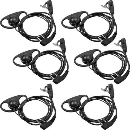 Macarrie 6 Pcs Radio Headset with Mic 2 Pin D Shape Walkie Talkie Earpiece with Mic Walkie Talkie Earpiece Compatible with Rt68 Rt19 Rt27 Rt28 Rt22 Rt21 H-777 2 Way Radios, Soft Ear