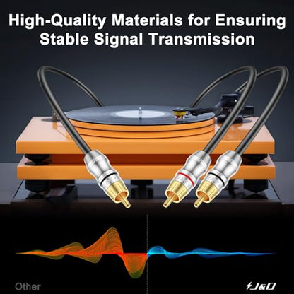 J&D RCA Cable, 1 RCA Male to 2 RCA Male Y-Splitter Digital Stereo Audio Cable Subwoofer Cord for Subwoofer, Home Theater, 3 Feet - size: 3 Feet