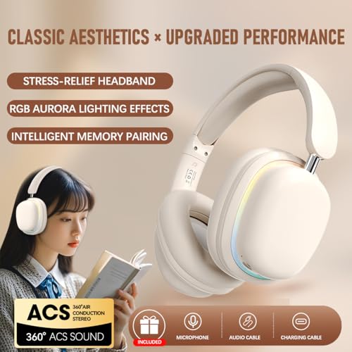 IHAO Luxury Wireless Over-Ear Bluetooth Headset with Active Noise Cancellation Detachable Extent Gaming Mic Foldable Rotatable Design Lightweight-SY-T3 Headset Pink - color: SY-T3 Headset Pink
