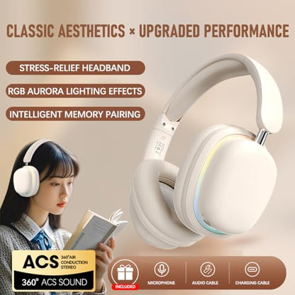 IHAO Luxury Wireless Over-Ear Bluetooth Headset with Active Noise Cancellation Detachable Extent Gaming Mic Foldable Rotatable Design Lightweight-SY-T3 Headset Pink - color: SY-T3 Headset Pink