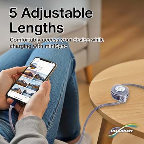 BoxWave Cable Compatible with Audio-Technica ATR2100x-USB - miniSync - USB-A to USB Type-C, Retractable Cable 5 Pre-Set Lengths Avoid Tangles
