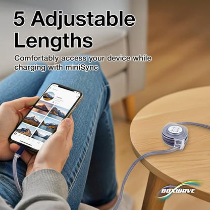 BoxWave Cable Compatible with Audio-Technica ATR2100x-USB - miniSync - USB-A to USB Type-C, Retractable Cable 5 Pre-Set Lengths Avoid Tangles