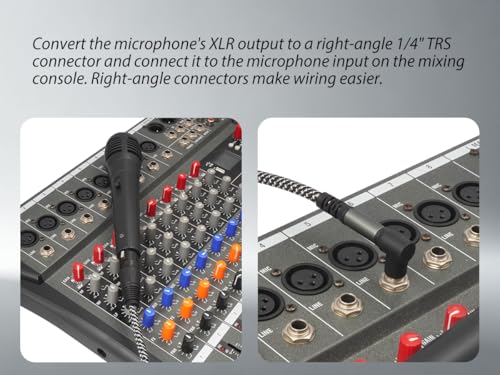 직각 6.35mm TRS to XLR 암, 0.6m(3피트), 직각 0.6cm(1/4인치) TRS to XLR 3핀 암, 스피커, 무대, DJ 등을 위한 브레이드 쉴드, DI 박스 키보드 - 믹서 2팩 - color: 90° TRS to XLR F, size: 3Ft-2Pack