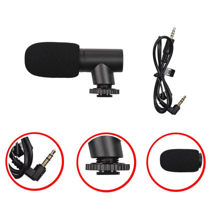 HuaerHui Vlogging Starter Kit with Mini LED Video Light + Shotgun Microphone + Universal Cellphone Holder Clip + Pistol Grip Tripod Compatible with Smart Phones/Cameras