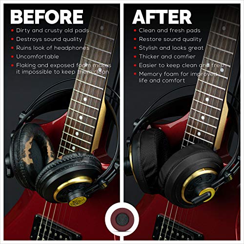 Brainwavz Round Memory Foam Earpads - Suitable Many Large Headphones - SteelSeries, HD668B, ATH, AKG K553, HifiMan, ATH, Philips, Fostex, Sony Ear Pad & More (Perforated Black) - color: Black