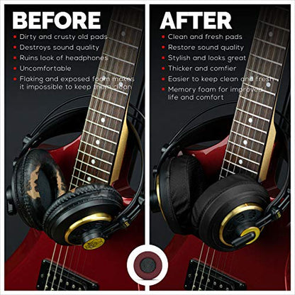 Brainwavz Round Memory Foam Earpads - Suitable Many Large Headphones - SteelSeries, HD668B, ATH, AKG K553, HifiMan, ATH, Philips, Fostex, Sony Ear Pad & More (Perforated Black) - color: Black