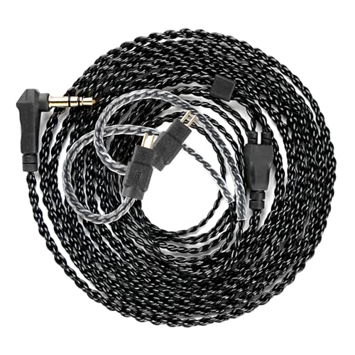 KZ ZS10 Pro IEM Cable, 2 Meter Long in Ear Monitor Cable, CCZ C01 4N OFC Upgraded Earbuds Cord for ZSN PRO X, Castor, EDX PRO, ZS12 PRO X, ZS10 PRO-X, ZAR, ZAS, CCA CRA (2m, 2Pins Without Mic, Black) - size: 2m, style: 2pins-Without Mic