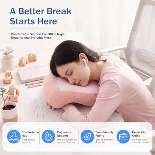 Youyole Pink Piercing Pillow for Side Sleepers, Ear Pillow Smooth Cooling Fabric, 11.8 x 9.8 x 4.7 Inch Raised for Sleeping with Earbuds, Earphones, Ear Pain, Pressure Relief Comfortable Sleeping - color: Pink
