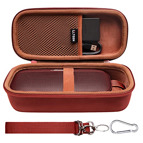 Case for Bose SoundLink Flex 2nd Gen Bluetooth Portable Speaker Wine | Hard Carrying Travel Case for Bose SoundLink Flex 2nd Gen Bluetooth Portable Speaker - color: Carmine Red+Brown