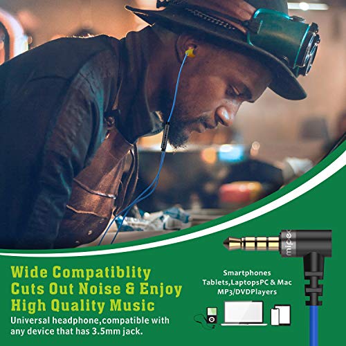 MIPEACE Work Earbuds Headphones,Safety Industrial Ear Plugs Headphones with mic and Volume Control- Noise Reduction Earphones for Work Construction