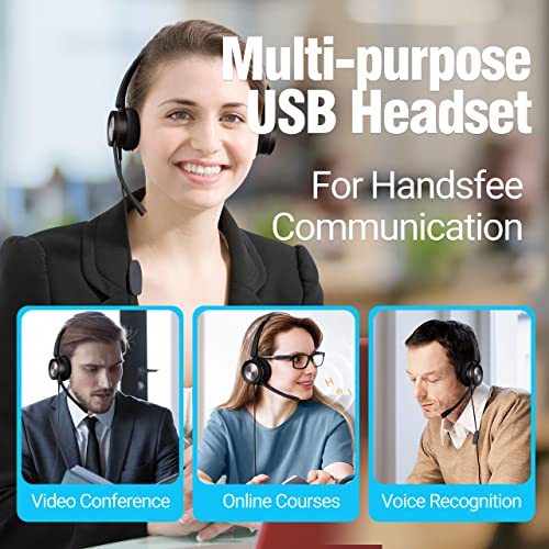 MAIRDI Phone Headset for Cell Phone, PC Laptop Headset with Microphone Noise Canceling, Telephone Headphone 3.5mm Jack for Office Work Computer Teams Video Conference - style: Duo 890D