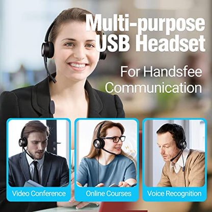 MAIRDI Phone Headset for Cell Phone, PC Laptop Headset with Microphone Noise Canceling, Telephone Headphone 3.5mm Jack for Office Work Computer Teams Video Conference - style: Duo 890D