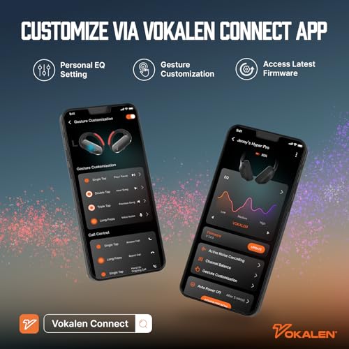 VOKALEN Reflex Pro - Wireless Sport Earbuds with Ear Hooks, Active Noise Cancellation, up to 50H of Battery Life, IP68 Dust and Waterproof, Touch Control, Secure Fit for Sports (Black) - color: Black