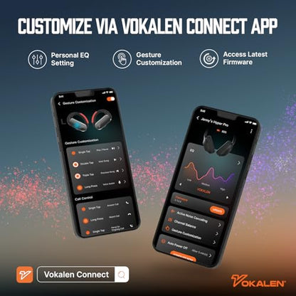 VOKALEN Reflex Pro - Wireless Sport Earbuds with Ear Hooks, Active Noise Cancellation, up to 50H of Battery Life, IP68 Dust and Waterproof, Touch Control, Secure Fit for Sports (Black) - color: Black