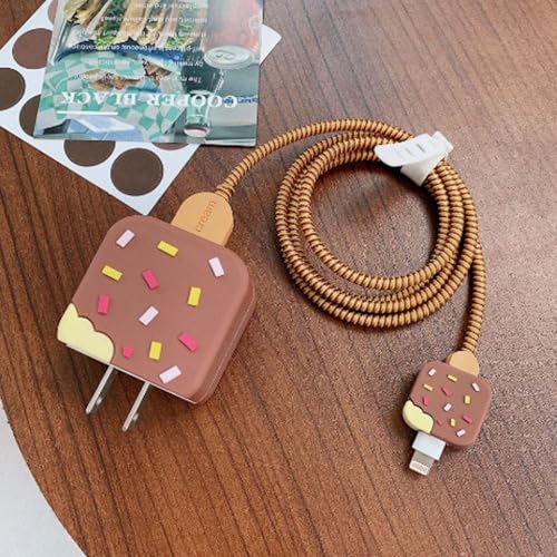 ZOSTLAND 5 in 1 DIY 18W 20W Heart Shape Protector Data Cable USB Charger Line Earphone Wire Saver Organizer Compatible with iPhone 11 12 13 14 15 Pro Max - color: Chocolate