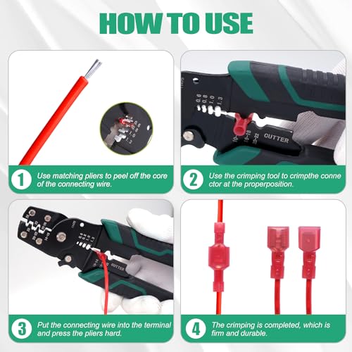 Twidec/100PCS Nylon Spade Connectors Kit 22-10 Gauge Male and Female Wire Spade Terminal Quick Disconnect Fully Insulated Wire Crimp Connector for Automotive Marine - color: Multicoloured Nylon 100PCS