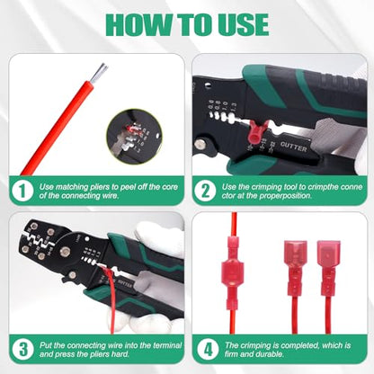 Twidec/50PCS Nylon Spade Connectors Kit 22-10 Gauge Male and Female Wire Spade Terminal Quick Disconnect Fully Insulated Wire Crimp Connector for Automotive Marine - color: Multicoloured Nylon 50PCS