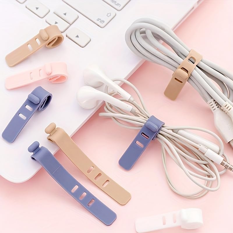 20pcs Reusable Silicone Cable Organizer Ties - High Elasticity Cord Management Straps for Earphones, USB Chargers & Electronics