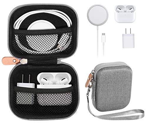 All-in-One Case for iPhone MagSafe Charger & Battery Pack, Storage for Accessories/Power Adapter/Charge Cable/Docks, Compatible with AirPods 4/ Pro 3/2/ 1 - color: Tweed Gray