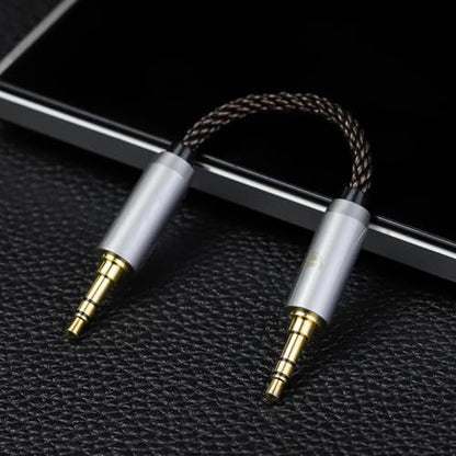 3.5MM Male to 2.5MM Male Ultra Short Hifil Male to Male AUX Audio Cable OFC Pair Recording Cable Wire-Breakage-Prevention Design Adoption of 8-Core Braided Structure 5.82 inch - size: 3.5MM Male - 2.5MM Male