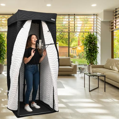 Portable Recording Booth for Home Studio, Vocal Booth for Voiceover | 670+ GSM sound blanket, polyester & non-woven layers, virgin fiberfill, echo reduction for podcast, voice acting & singing