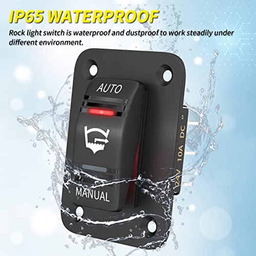 Joinfworld 3 Way Bilge Pump Rocker Switch Waterproof 12V 24V 4Pin 20A SPDT Auto/Off/Manual Bilge Pump Switch Panel with LED Light for Boat Automotive Vehicles Marine