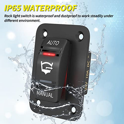 Joinfworld 3 Way Bilge Pump Rocker Switch Waterproof 12V 24V 4Pin 20A SPDT Auto/Off/Manual Bilge Pump Switch Panel with LED Light for Boat Automotive Vehicles Marine