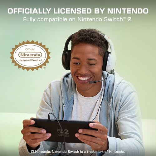 Turtle Beach Airlite Fit Wired Gaming Headset for Nintendo Switch 2, Lite | Also works with Nintendo Switch OLED, Flip-to-Mute Mic, Comfortable Ear Cushions, 40mm Speakers, Lightweight, Black & White - color: Black and White