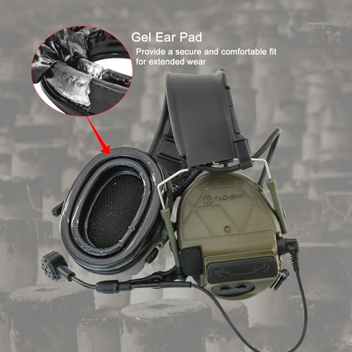 Tactical Headset Hearing Protection Sound Pickup Earmuff +U94 PTT+Detachable 7.0mm Cable for Airsoft Sports-HC5PRO(Green) - color: Green