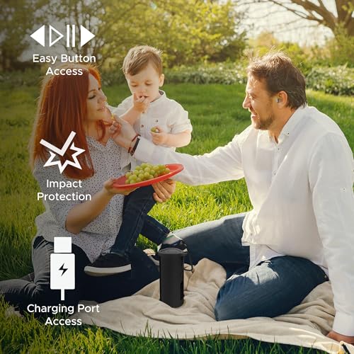 Heavy Duty Protective Carrying Case for Sonos Roam 2 | Black | Compatible with Sonos Roam, Roam 2 & Roam SL | Includes Bluetooth Button | Protect Your Wireless Speaker | Cover / Sleeve - color: Black