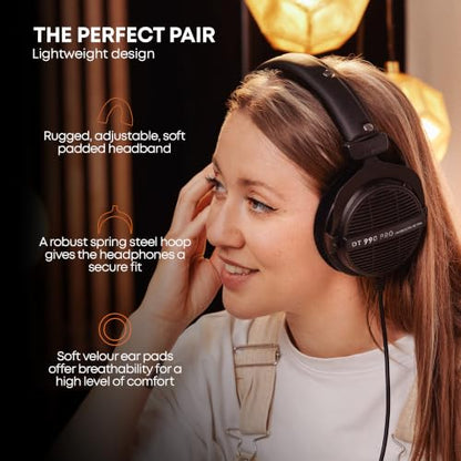 beyerdynamic DT 990 PRO Studio Headphones (80 Ohm, Black) - color: Black (Limited Edition), size: 80 OHM