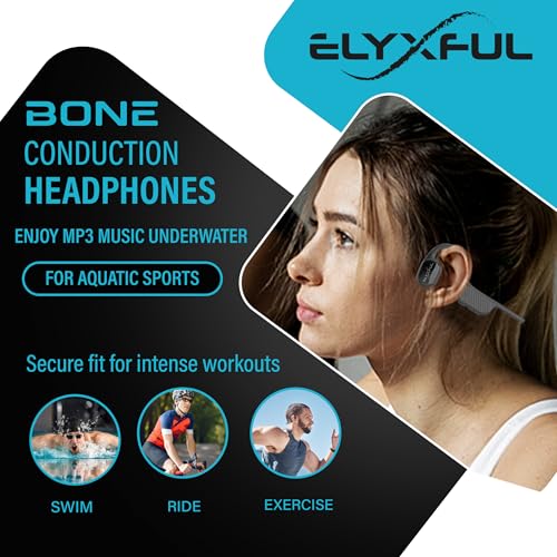 Bone Conduction Swimming Headphones, IP68 Waterproof Bluetooth & 64GB MP3 Player, Open-Ear Water Headphones for Swimming with Mic, Secure Fit, Great for Running, Cycling, and Workouts