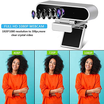 Webcam with Microphone,Camera for Computer Desktop 1080P HD Webcam,Plug and Play USB Webcam for Laptop Flexible Rotatable Clip and Tripod,Privacy Cover for Video Calling Recording Conferencing