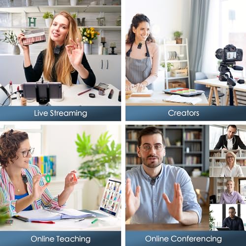 Wireless Lavalier Microphone for iPhone, Android Phone, Camera with Real-Time/Audience Monitoring, Audio Ducking, Accompaniment, Reverb, Mute, Noise Cancellation - Mini Clip-on Lapel Bluetooth Mic